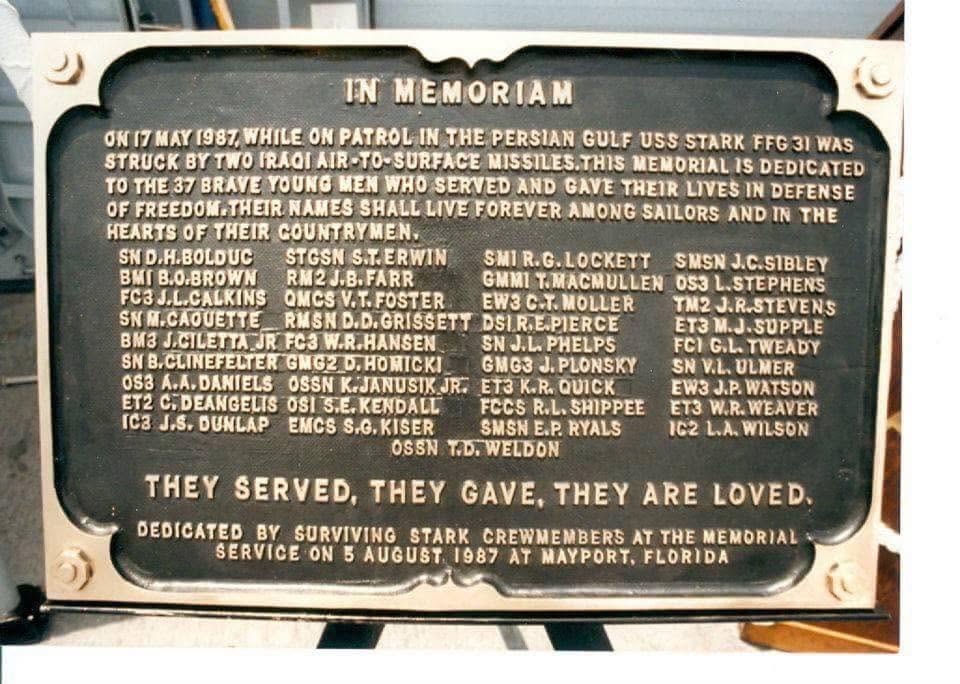 Memorial plaque created by shipmates of the USS Acadia AD-42.